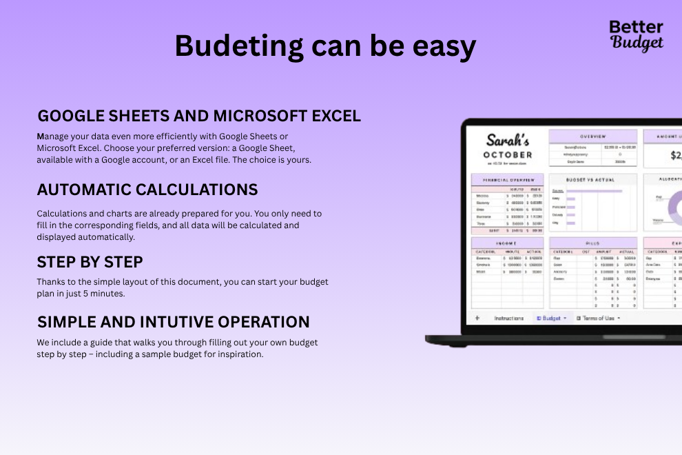 Budgeting Template for Excel & Google Sheets (all currencies)